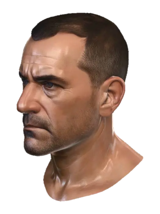 Contemplative Portrait 3D model, vytvořený pomocí AI