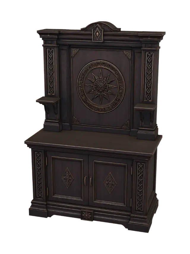 Sunburst Medallion Cabinet 3D model, vytvořený pomocí AI