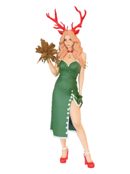 An attractive Anthro Reindeer women with c cup bust, with inviting eyes, and wry… 3D model, vytvořený pomocí AI