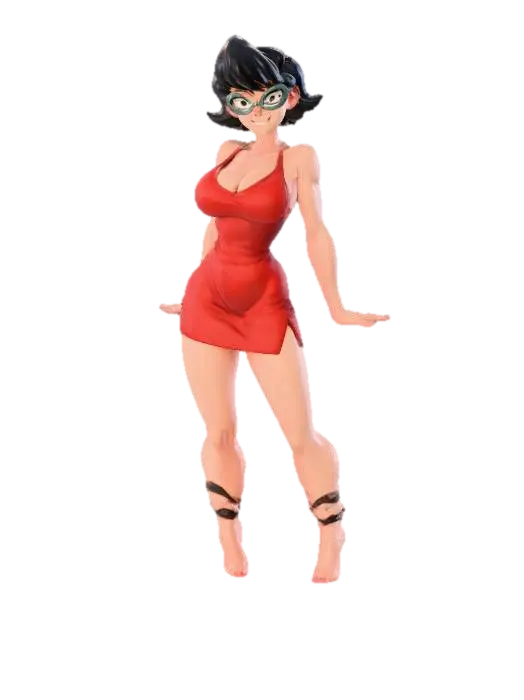 Modello 3D Nightclub Mystery nerd girl, generato dall’IA