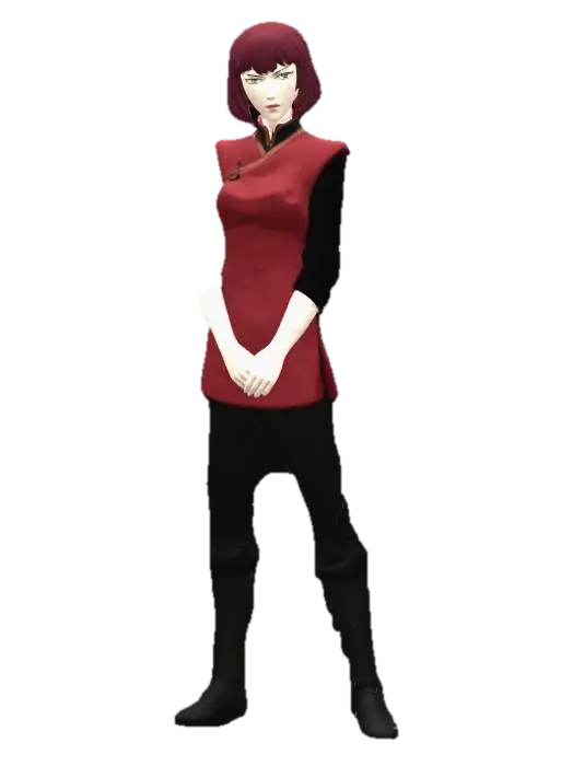 Crimson Qipao in the Courtyard 3D model, vytvořený pomocí AI