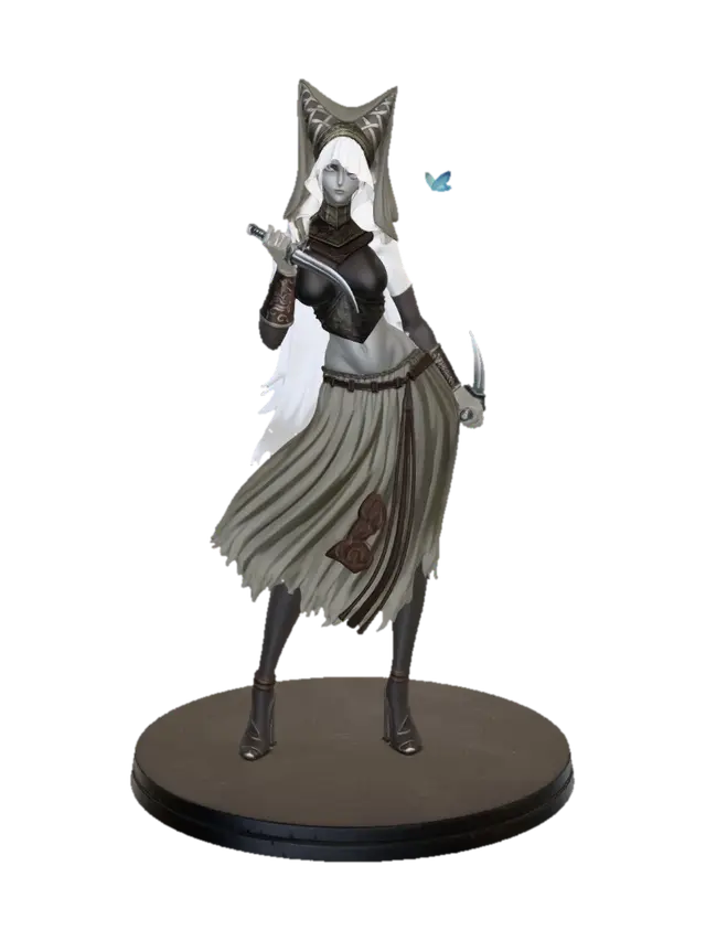The Veiled Nightblade 3D model, vytvořený pomocí AI