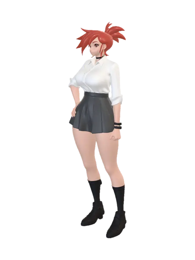 3D model for Crimson Ponytail Student