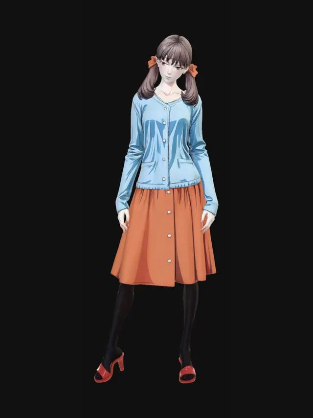 3D model for Blue Cardigan, Orange Skirt