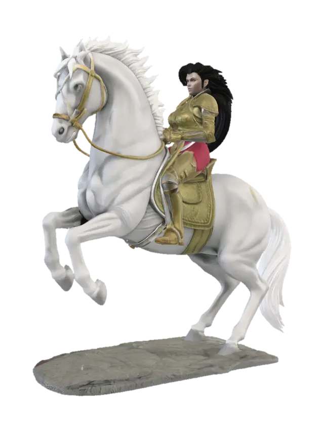 Knight on a White Steed - Mounted 3D model, vytvořený pomocí AI