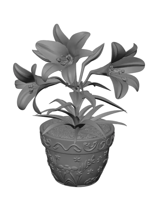 3D model for Lilies in a Pastel Pot, #EasterEgg2026#