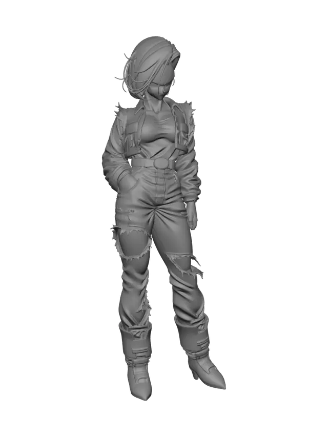 3D model for Android 18 in ripped denim