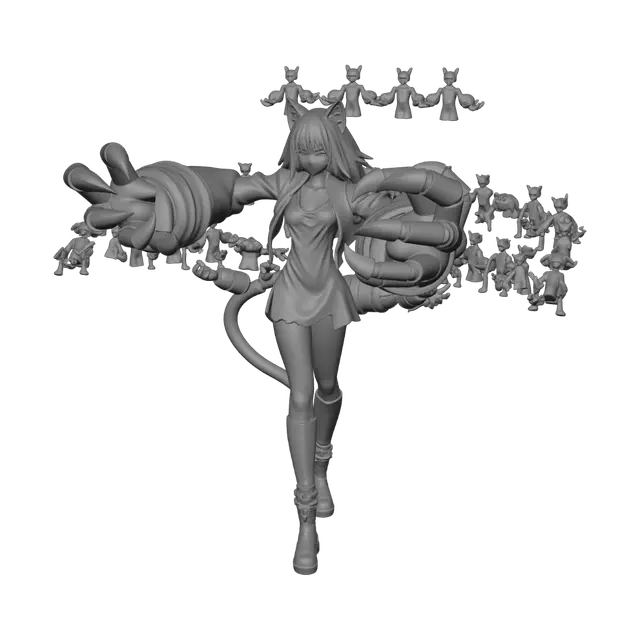 3D model for Shadowy Cat Warrior
