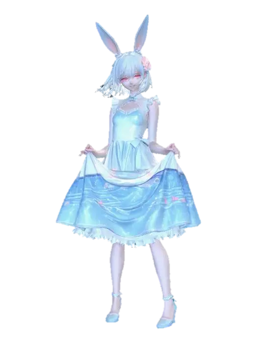 Azure Tide Bunny 3D-model, gegenereerd door AI