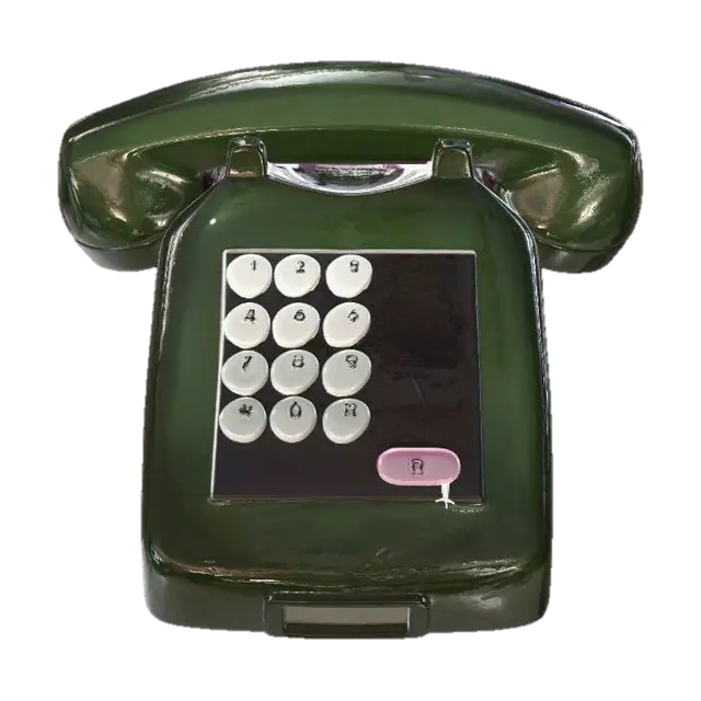 Green desk phone with numeric keypad 3D model, vytvořený pomocí AI