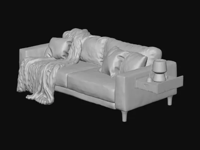 3D model for Neutral Living Room with Woven Pendant
