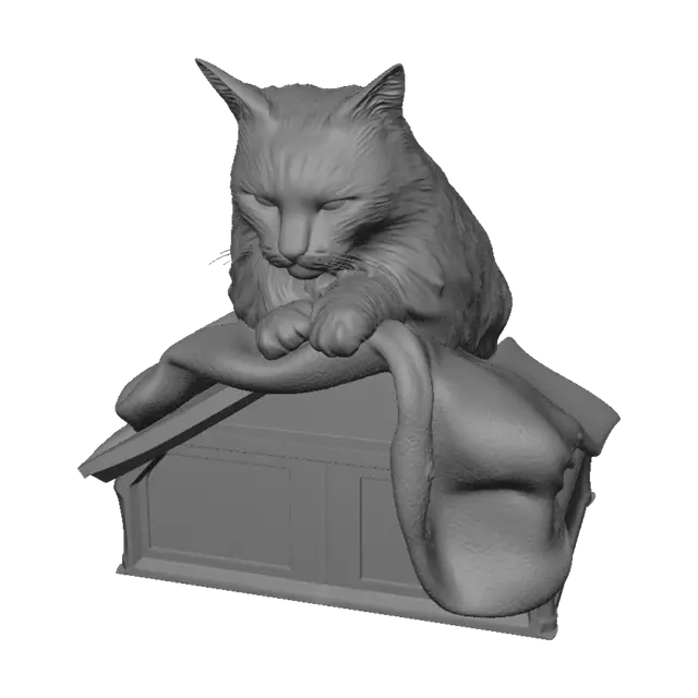 3D model for Sleepy Tuxedo Cat