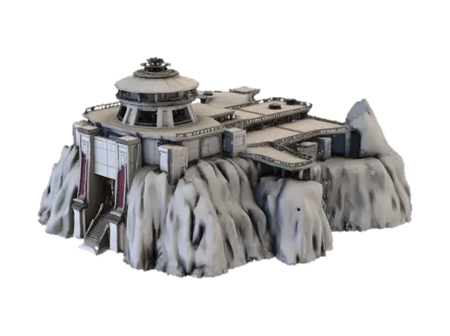 Create a detailed 3D model of a Cobra-style enemy base inspired by classic 1980s G.I.… - Stl 3D model, vytvořený pomocí AI