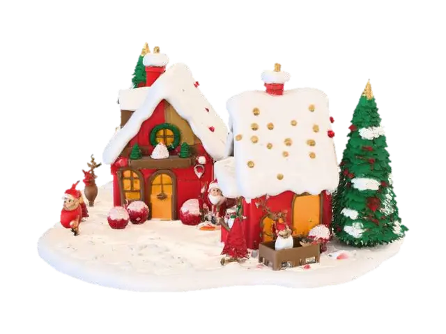 SANTA TOWN INCLUDING WORKSHOP AND STABLE #Christmas2025# 3D model, vytvořený pomocí AI