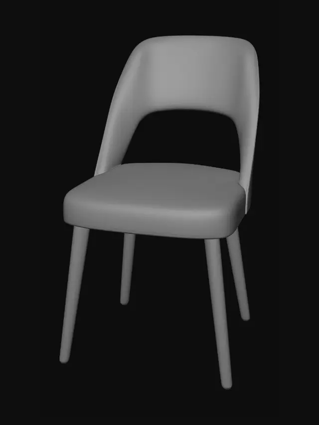 3D model for Mid-Century Grey Upholstered Chair