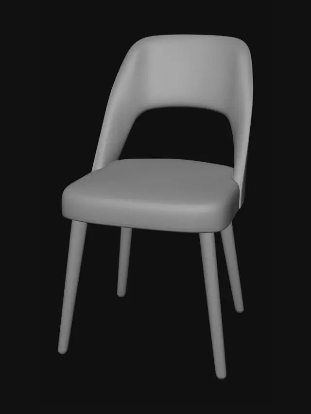 3D model for Mid-Century Grey Upholstered Chair