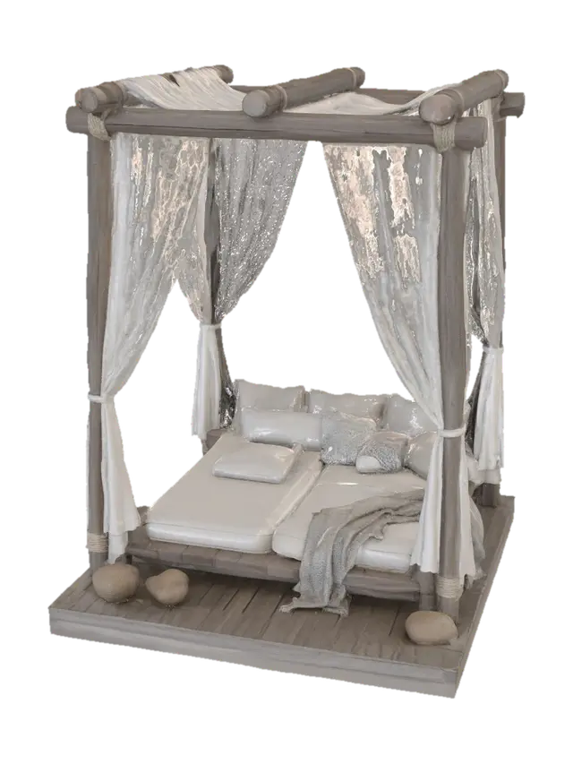 Rustic Canopy Bed - Settle का AI द्वारा बनाया गया 3D मॉडल