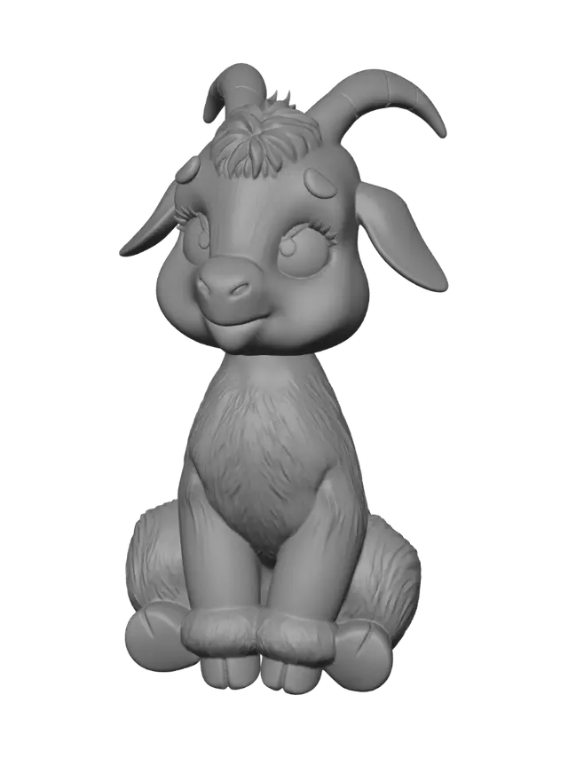 3D model for Make an image of a cute goat that is sitting down