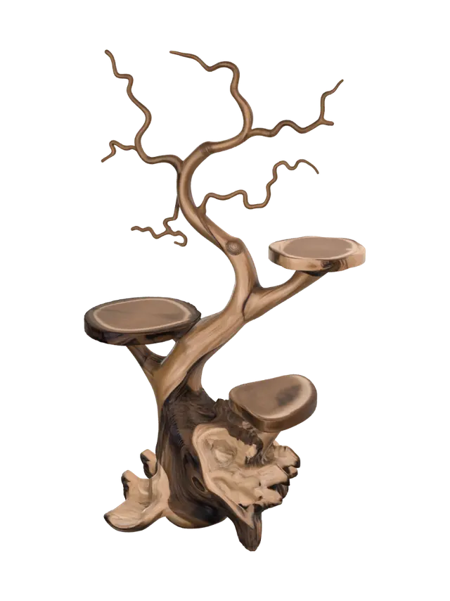 Carved Tree of Perches - Folkart 3D model, vytvořený pomocí AI