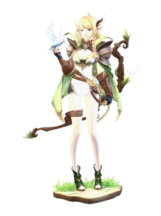 Elven Ranger with Parrot 3D model, vytvořený pomocí AI