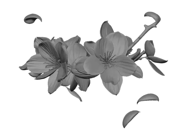 3D model for 내 게임속 오픈월드에 흩날릴 벚꽃 알갱이들 만들어줘