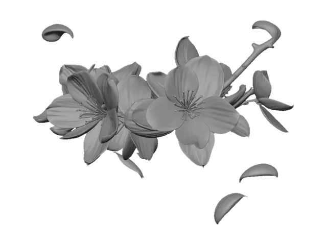 3D model for 내 게임속 오픈월드에 흩날릴 벚꽃 알갱이들 만들어줘