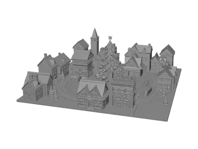 3D model for Queria fazer uma mini cidade de natal que tenha encaixes tipo quebra cabeça e uma parte tipo uma praça com uma árvorezona e também uma parte que passe o tren