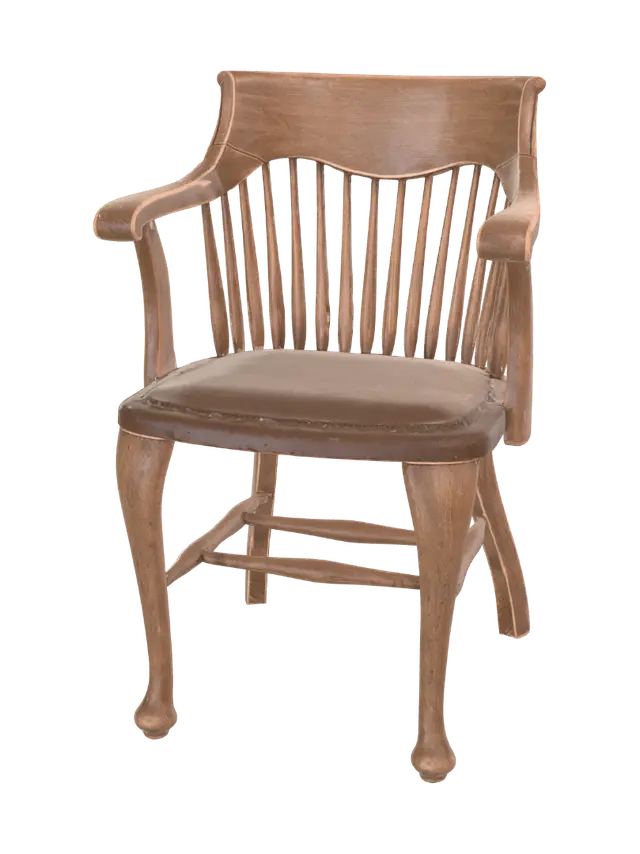 Bank of England Chair – Vintage Wooden Armchair 3D model, vytvořený pomocí AI