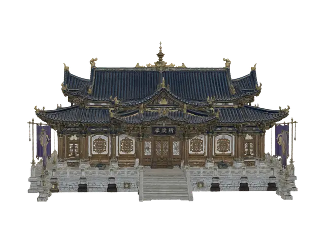 学問所 - Academic 3D model, vytvořený pomocí AI