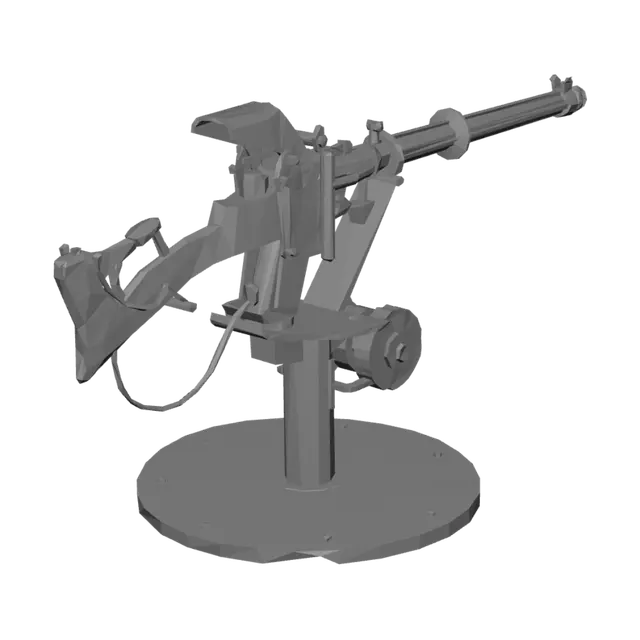 3D model for Rusty Belt-Fed Machine Gun on Pedestal