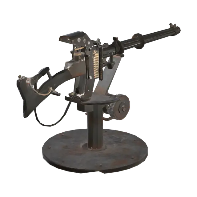 3D model for Rusty Belt-Fed Machine Gun on Pedestal