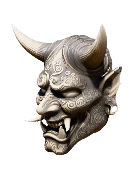 Demon Mask Oni - Folklore 3D model, vytvořený pomocí AI