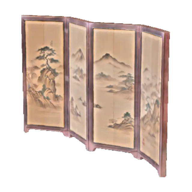 Biombo Serene Landscapes - Folding 3D model, vytvořený pomocí AI