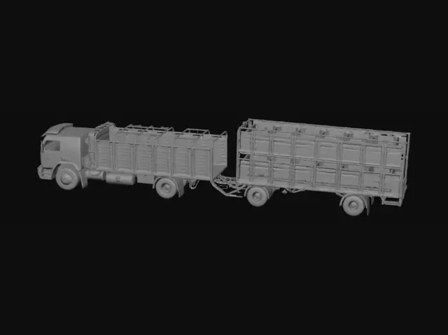 3D model for Red Livestock Trailer Under Gray Skies