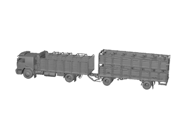 3D model for Red Livestock Trailer Under Gray Skies