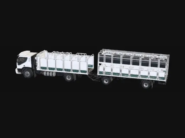 3D model for Red Livestock Trailer Under Gray Skies