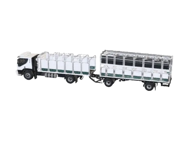 3D model for Red Livestock Trailer Under Gray Skies