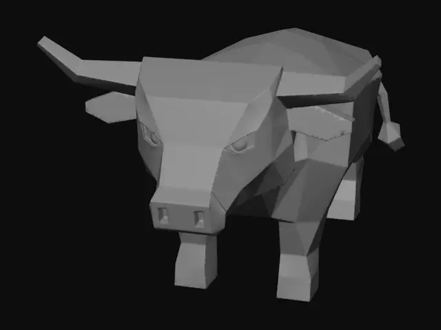 3D model for Blocky Bull on a Green Baseplate