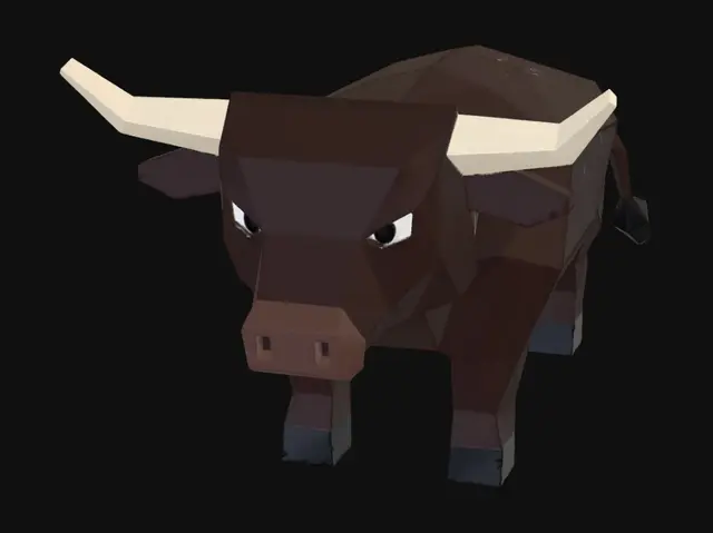 3D model for Blocky Bull on a Green Baseplate