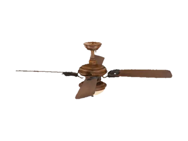 Ceiling fan with old wooden blades for a coastal vibe 3D model, vytvořený pomocí AI