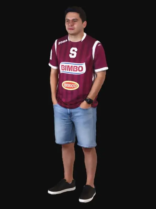3D model for Soccer Player in Maroon Striped Jersey