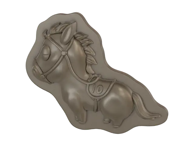 Pony Relief Plaque - Finish 3D model, vytvořený pomocí AI