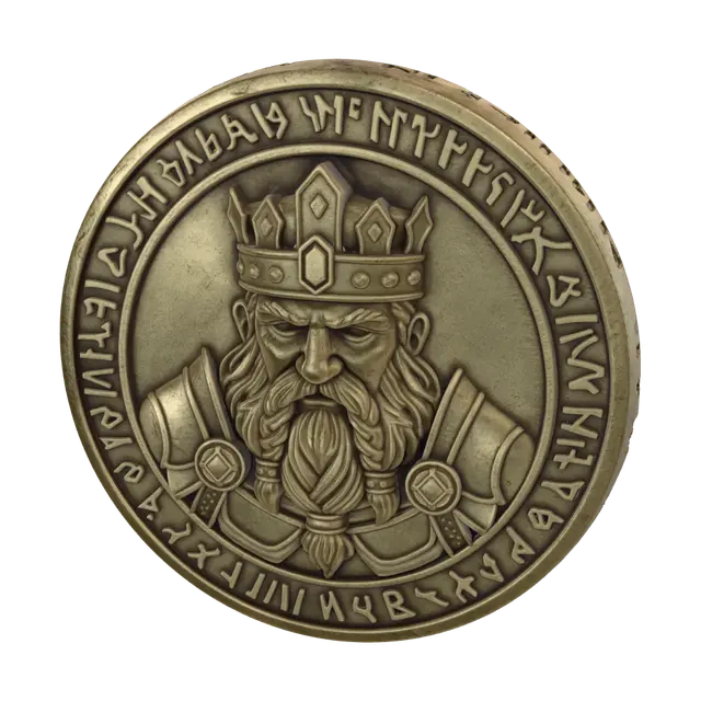 Dwarf King's gold crown coin - Bracelet 3D model, vytvořený pomocí AI