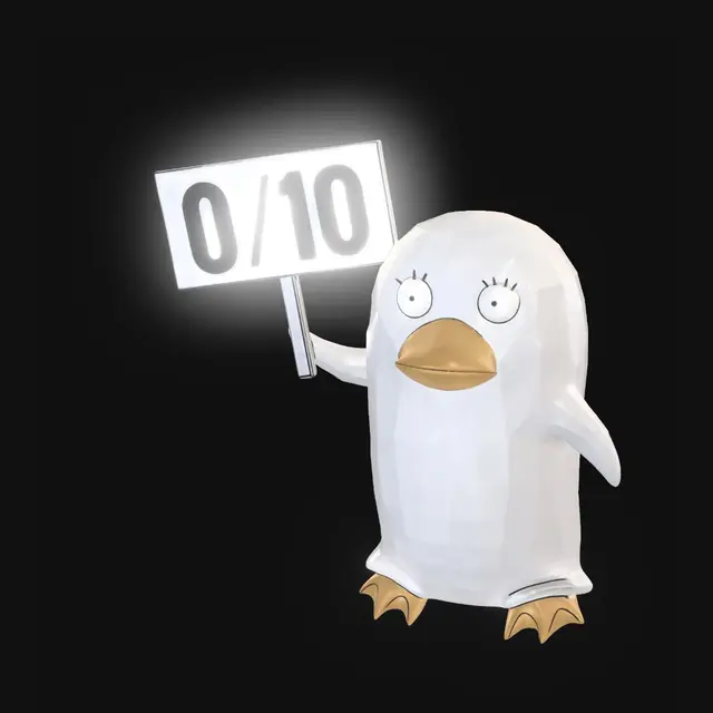 3D model for Penguin with 0/10 sign