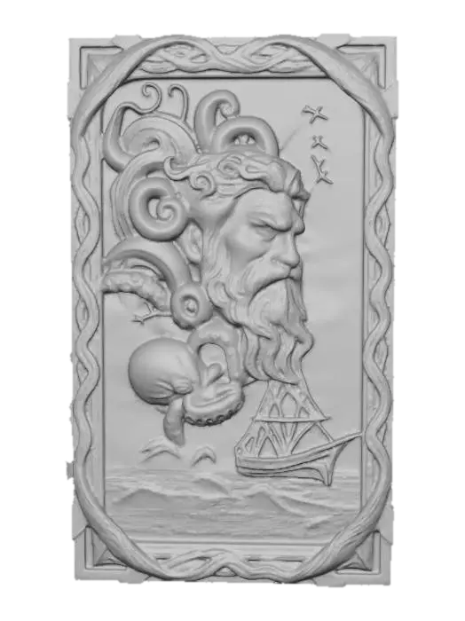 3D model for Poseidon carving