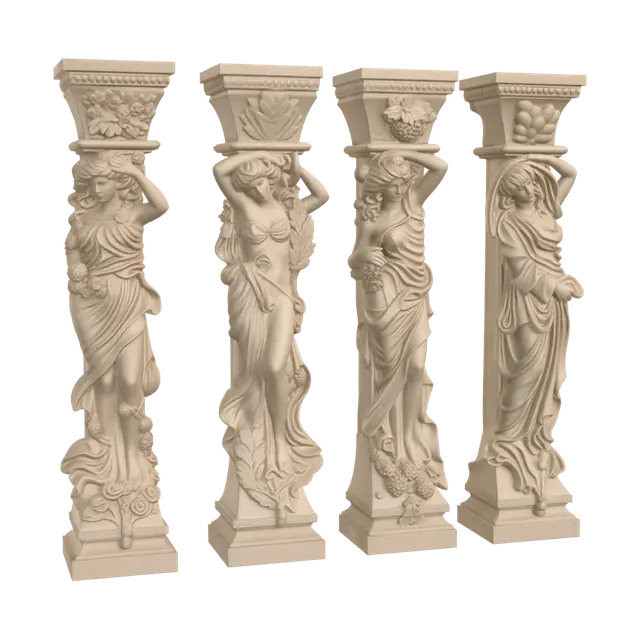 Caryatid Quartet - Drama 3D model, vytvořený pomocí AI