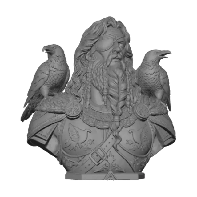 3D model for Odin with Huginn and Muninn