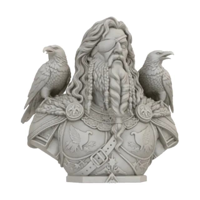 3D model for Odin with Huginn and Muninn