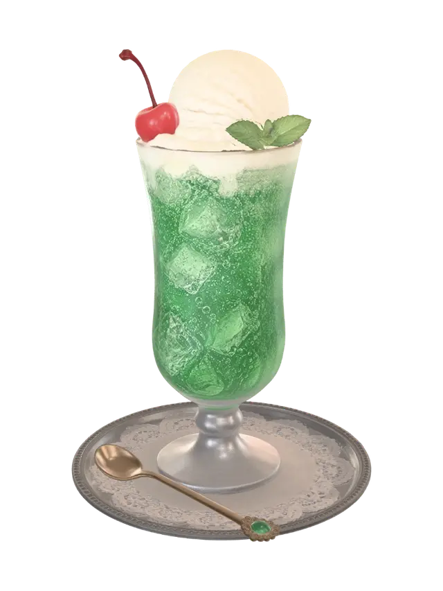 Emerald Ice Cream Float - Bubbly 3D model, vytvořený pomocí AI