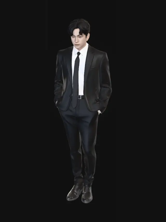 3D model for Formal Black Suit Portrait